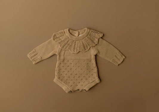 Vella Collection | Hazelnut knit romper & Backdrop