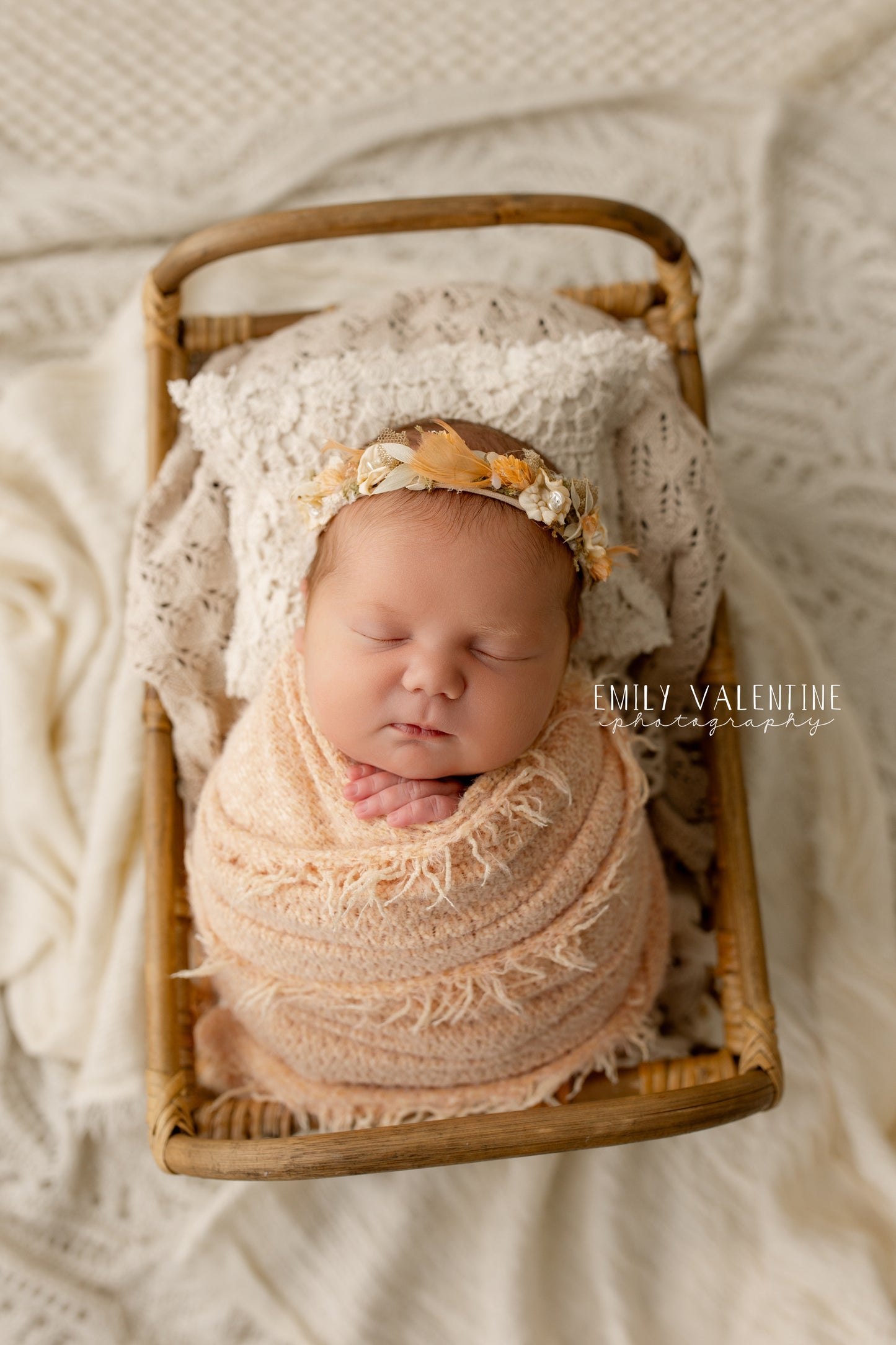 Peach Blossom| Backdrop, Wrap, Headband & Pillow Cover