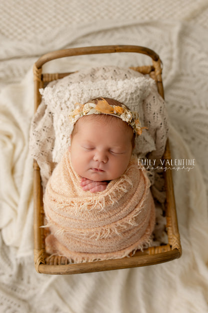 Peach Blossom| Backdrop, Wrap, Headband & Pillow Cover