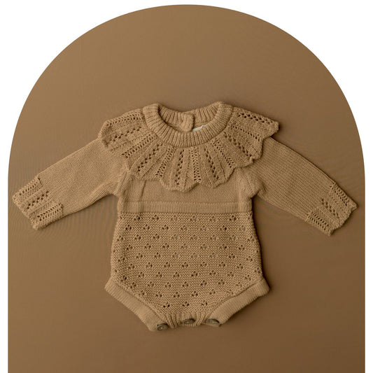 Vella Collection | Hazelnut knit romper & Backdrop
