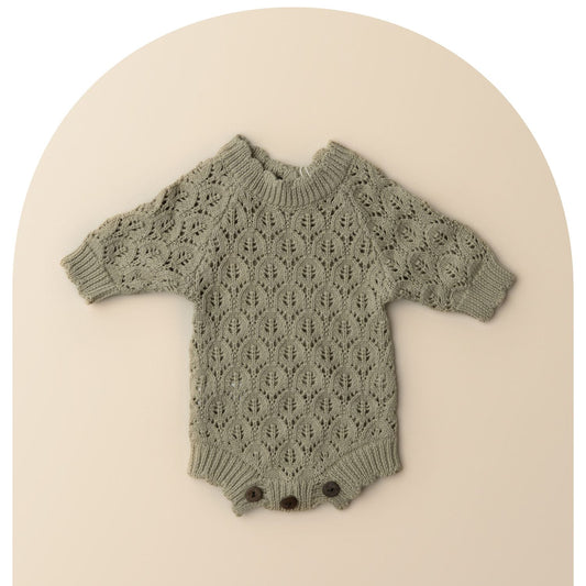 Lily Collection | Sage knit romper & Backdrop