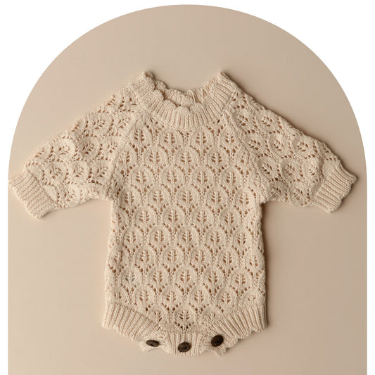 Lily Collection | Light Peach knit romper & Backdrop
