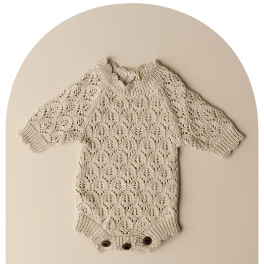 Lily Collection | Cream knit romper & Backdrop