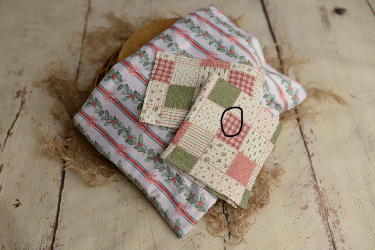 Holiday Quilt oops blanky set & sample drop